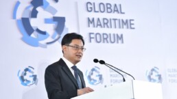 DPM Heng speaking to global maritime executives and thought leaders at GMF's Annual Summit in Singapore