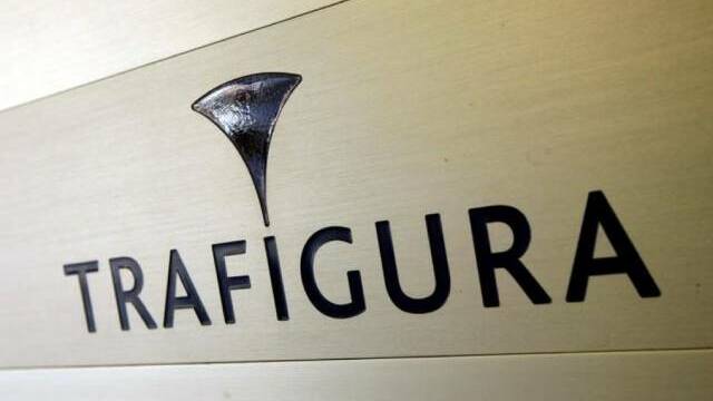 Trafigura logo is pictured in the company entrance in Geneva, Switzerland March 11, 2012. REUTERS/Denis Balibouse/File Photo