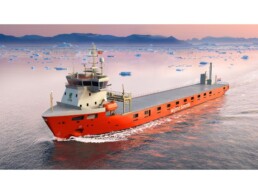 Four short-sea cargo vessels being built for Wijnne & Barends will feature LNG propulsion and storage systems provided by Wärtsilä. Image copyright: Wijnne & Barends