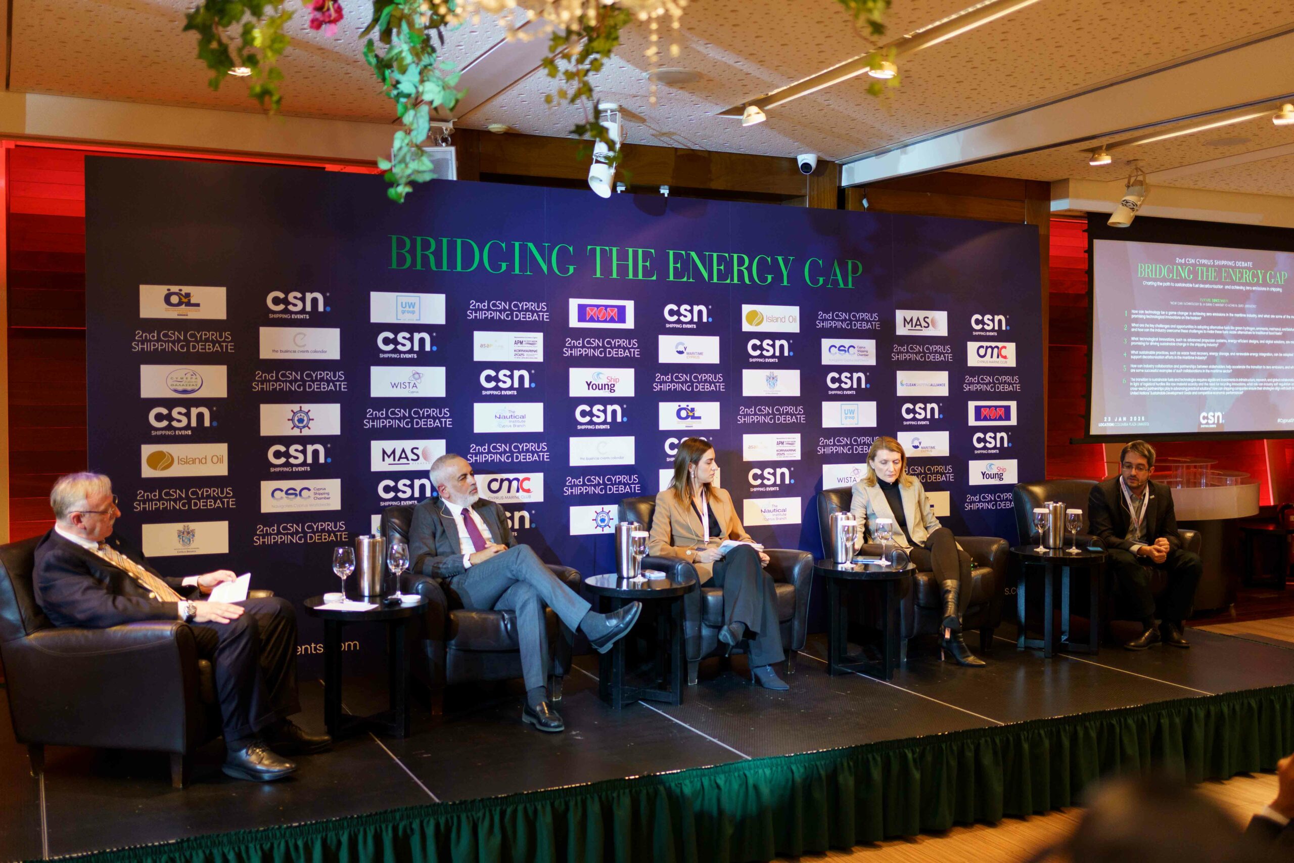 Panel 1 “How can Technology be a game changer to achieve zero emissions”Moderator: Eugen Adami Panellists: Vassilios Demetriades, Chief Strategy Officer – UW Group Despina Panayiotou Theodosiou, Chief Executive Officer – Tototheo Global Anna Pittalis, Commercial Director, Head of Shipping & Trading – Intergaz Ltd / President – WISTA Cyprus Lefteris Koukoulopoulos, Regional Decarbonisation Specialist / Account Manager – DNV