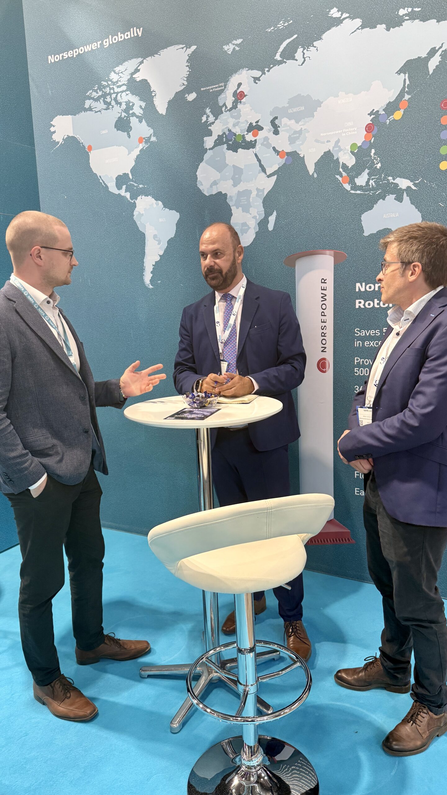 L: Ossi Mettälä – Product Manager, Shipping Solutions, NAPAC: Adonis Violaris, Managing Director, CSN R: Mikko Vartiainen – Lead, Wind-Assisted Vessel Optimization, NAPA