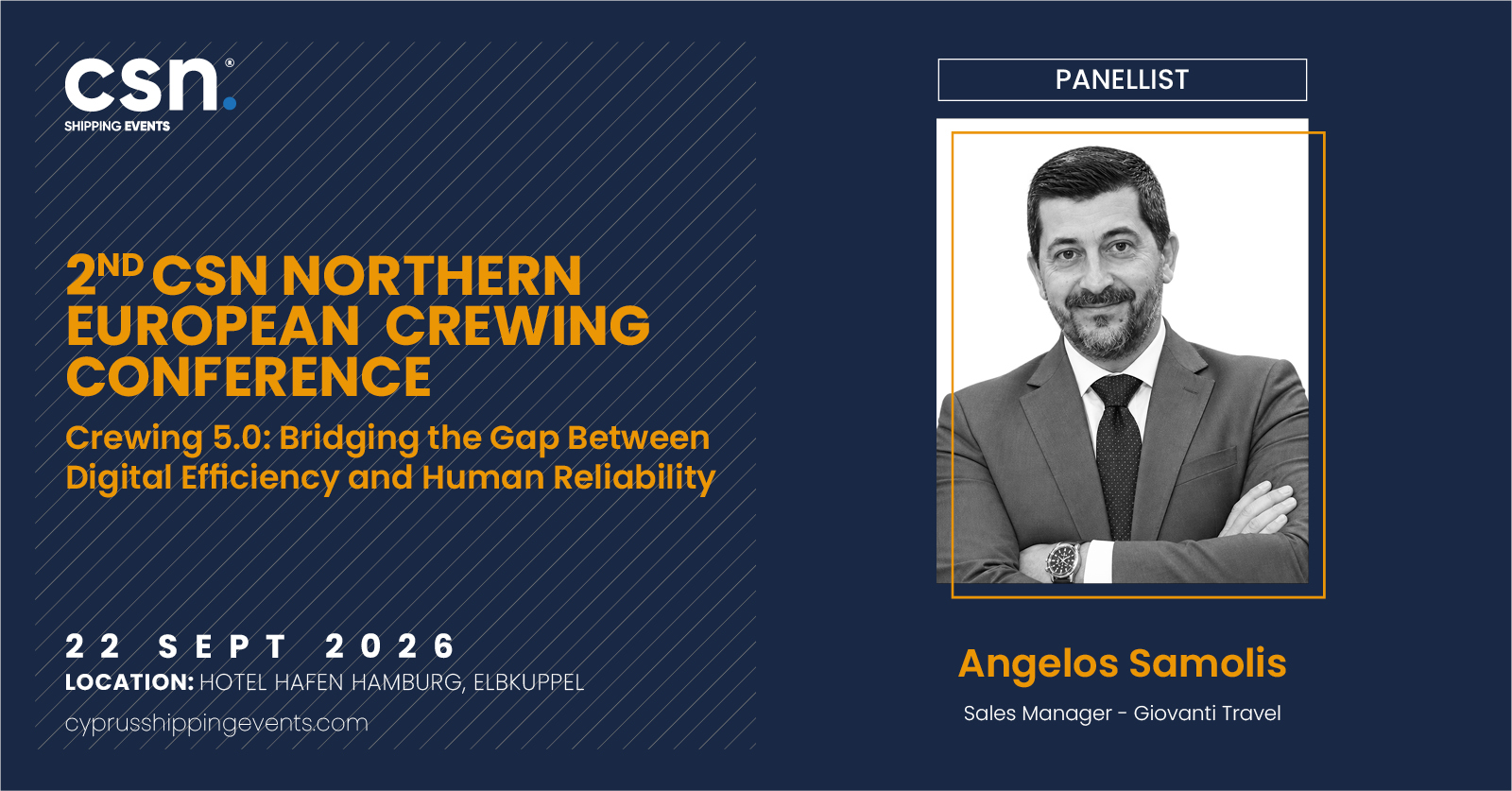 Meet the Speakers of the 2nd CSN Northern European Crewing Conference ??? Angelos Samolis ??? Giovanti Travel